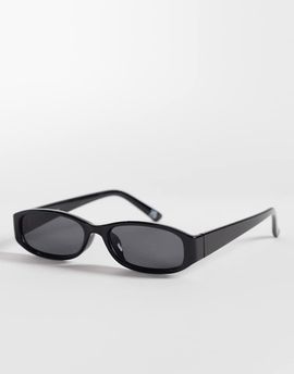 ASOS DESIGN ASOS DESIGN slim rectangle sunglasses with black frames and smoke lenses