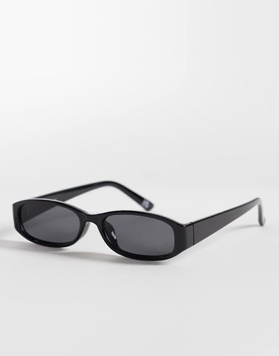 ASOS DESIGN ASOS DESIGN slim rectangle sunglasses with black frames and smoke lenses