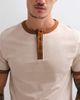 ASOS DESIGN ASOS DESIGN slim ringer Henley T-shirt in washed beige-Neutral - 3