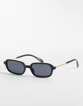 ASOS DESIGN ASOS DESIGN slim square sunglasses in black with metal temples