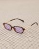 ASOS DESIGN ASOS DESIGN slim square sunglasses in tort with pink lens and metal temples-Brown - 3