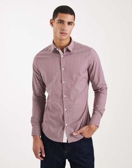 ASOS DESIGN ASOS DESIGN slim stripe shirt in red