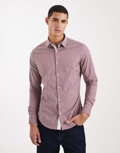 ASOS DESIGN ASOS DESIGN slim stripe shirt in red