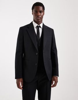 ASOS DESIGN ASOS DESIGN slim suit blazer in black linen-rich twill