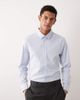 ASOS DESIGN ASOS DESIGN slim textured dress shirt with double cuffs in light blue - 1