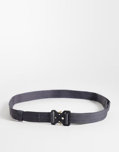 ASOS DESIGN ASOS DESIGN slim utility webbing belt with utility buckle in dark gray