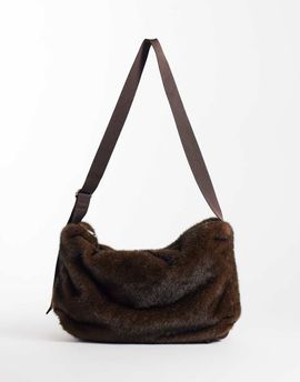 ASOS DESIGN ASOS DESIGN sling crossbody bag in chocolate fur-Brown