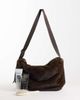 ASOS DESIGN ASOS DESIGN sling crossbody bag in chocolate fur-Brown - 3