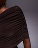 ASOS DESIGN ASOS DESIGN slinky asymmetric cape shoulders top in brown - 3