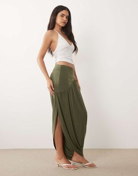 ASOS DESIGN ASOS DESIGN slinky asymmetric maxi skirt in green