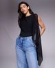 ASOS DESIGN ASOS DESIGN slinky bodysuit with mesh cape detail in black - 1