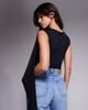 ASOS DESIGN ASOS DESIGN slinky bodysuit with mesh cape detail in black - 2