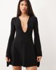 ASOS DESIGN ASOS DESIGN slinky flute sleeve flippy mini dress with deep plunge in black - 1
