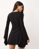 ASOS DESIGN ASOS DESIGN slinky flute sleeve flippy mini dress with deep plunge in black - 4