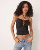 ASOS DESIGN ASOS DESIGN slinky gathered cami top with cut out bead detail in black - 1