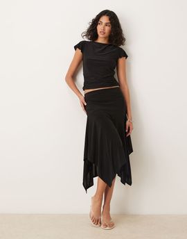 ASOS DESIGN ASOS DESIGN slinky hanky hem skirt in black - part of a set