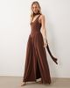ASOS DESIGN ASOS DESIGN slinky maxi dress with scarf detail in chocolate-Brown - 1