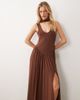 ASOS DESIGN ASOS DESIGN slinky maxi dress with scarf detail in chocolate-Brown - 3