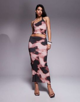 ASOS DESIGN ASOS DESIGN slinky midi skirt in abstract print - part of a set-Multi