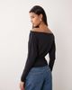 ASOS DESIGN ASOS DESIGN slinky off shoulder long sleeve top with cinch waist detail in black - 3