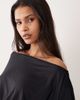 ASOS DESIGN ASOS DESIGN slinky off shoulder long sleeve top with cinch waist detail in black - 4