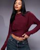 ASOS DESIGN ASOS DESIGN slinky off shoulder long sleeve top with cinch waist detail in burgundy-Red - 1