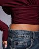 ASOS DESIGN ASOS DESIGN slinky off shoulder long sleeve top with cinch waist detail in burgundy-Red - 4