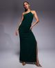 ASOS DESIGN ASOS DESIGN slinky one-shoulder maxi dress with side slit in bottle green - 2