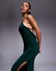 ASOS DESIGN ASOS DESIGN slinky one-shoulder maxi dress with side slit in bottle green - 3