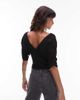 ASOS DESIGN ASOS DESIGN slinky plunge front batwing top with ruched waist in black - 2