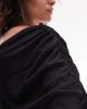 ASOS DESIGN ASOS DESIGN slinky plunge front batwing top with ruched waist in black - 3