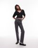 ASOS DESIGN ASOS DESIGN slinky plunge front batwing top with ruched waist in black - 4