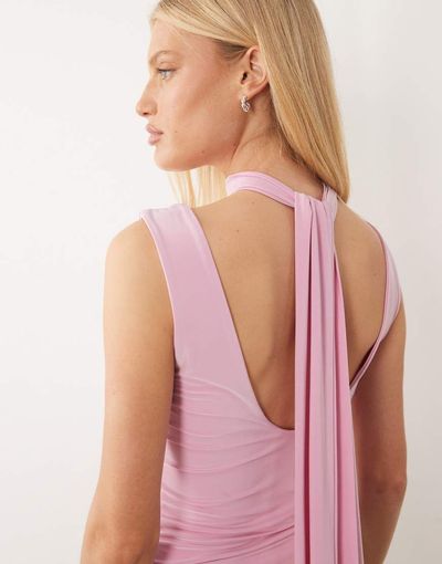 ASOS DESIGN ASOS DESIGN slinky plunge scarf detail top in pink