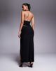 ASOS DESIGN ASOS DESIGN slinky ruched waist maxi skirt with floral trim detail in black - part of a set-Yellow - 3