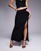 ASOS DESIGN ASOS DESIGN slinky ruched waist maxi skirt with floral trim detail in black - part of a set-Yellow - 4