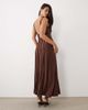 ASOS DESIGN ASOS DESIGN slinky scoop neck maxi dress with exposed seams in brown - 3