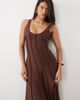 ASOS DESIGN ASOS DESIGN slinky scoop neck maxi dress with exposed seams in brown - 4