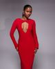 ASOS DESIGN ASOS DESIGN slinky twist detail plunge neck long sleeve maxi dress in red - 3