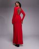 ASOS DESIGN ASOS DESIGN slinky twist detail plunge neck long sleeve maxi dress in red - 4