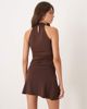 ASOS DESIGN ASOS DESIGN slinky wrap halter top with ruched waist detail in chocolate - part of a set-Brown - 2
