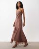 ASOS DESIGN ASOS DESIGN slip cami maxi dress with lace insert in chocolate brown-Red - 1