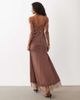 ASOS DESIGN ASOS DESIGN slip cami maxi dress with lace insert in chocolate brown-Red - 2