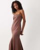 ASOS DESIGN ASOS DESIGN slip cami maxi dress with lace insert in chocolate brown-Red - 3