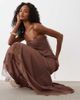 ASOS DESIGN ASOS DESIGN slip cami maxi dress with lace insert in chocolate brown-Red - 4