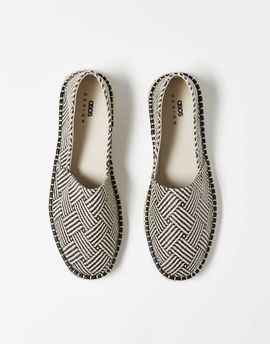 ASOS DESIGN ASOS DESIGN slip on espadrilles in black and white weave