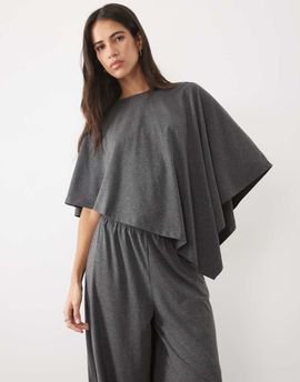 ASOS DESIGN ASOS DESIGN slouchy asymmetric hem cape top set in gray heather