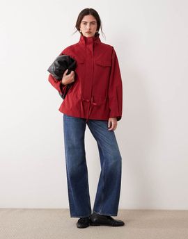 ASOS DESIGN ASOS DESIGN slouchy funnel neck utility jacket with cinched waist in red