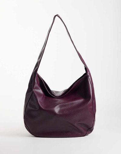 ASOS DESIGN ASOS DESIGN slouchy grainy scoop tote in burgundy-Red