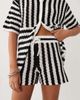 ASOS DESIGN ASOS DESIGN slub striped shorts in mono - part of a set-Black - 3