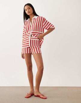 ASOS DESIGN ASOS DESIGN slub striped shorts in red - part of a set